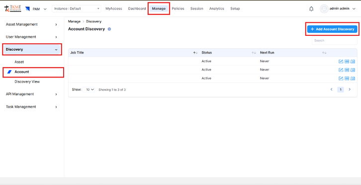 Navigate to Account Discovery