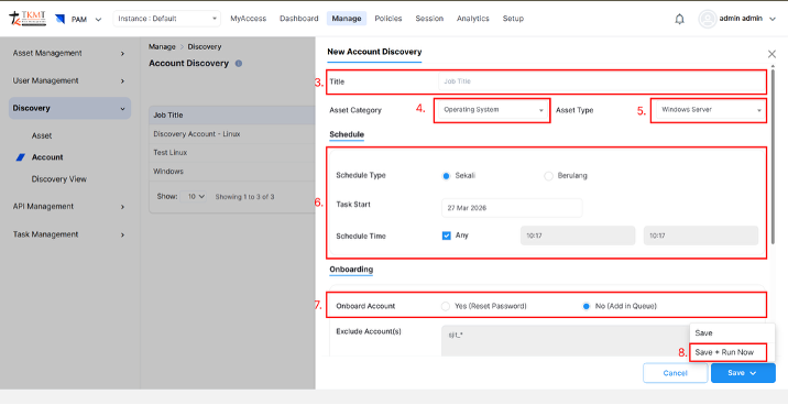 Save and Run Account Discovery job