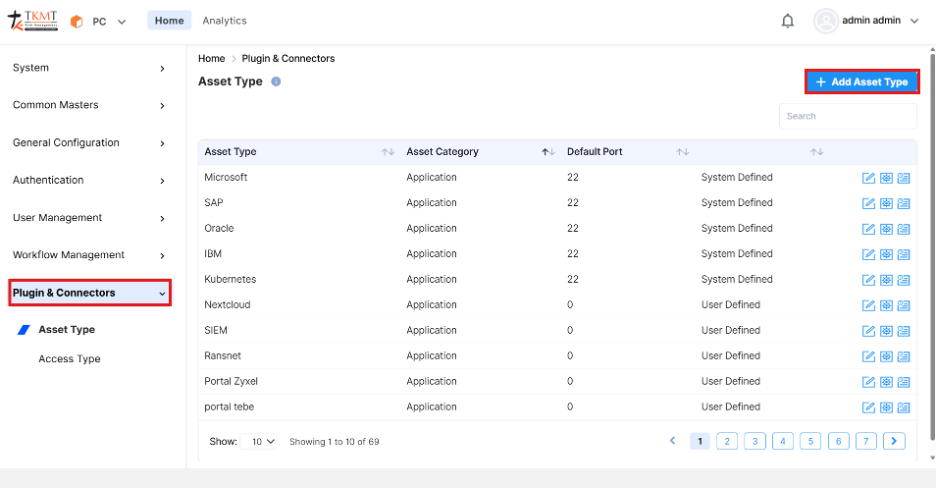 Add Asset Type button