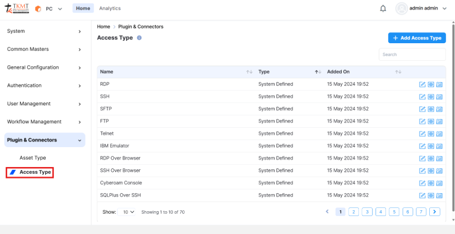 Select Access Type to create custom Access Type